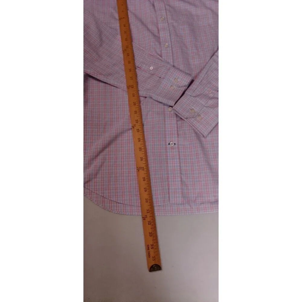 Banana Republic Men’s Medium 15-15.5 Non-Iron Classic Fit Shirt Pink Blue Plaid